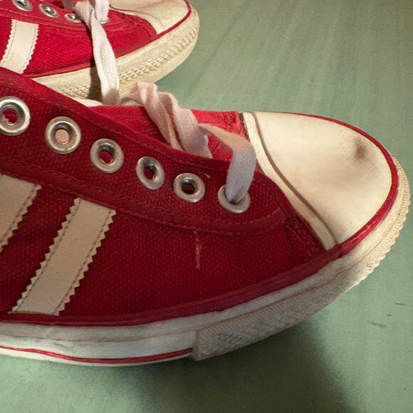 Vintage 70s Adidas Die Marke Mit Den Taiwan Red Sneakers Size 12.5 - Picture 6 of 16